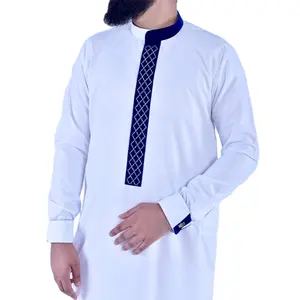 Al Daffah Thobes herhangi bir desen uzun kollu erkekler jujuthobe 100% yüksek kalite göğüs işlemeli Custom made Thobe popüler kaftan