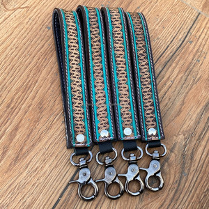 Porte-clés de poignet de luxe en cuir repoussé à la main pour femmes porte-clés de bracelet en cuir véritable lanière de téléphone d'identité porte-clés de bracelet - Product Image 2