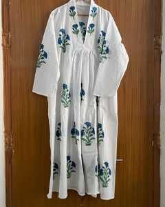 Women Bohemian Style Cotton Handmade Summer Dress <b>Balloon</b> Sleeves Stripe Printed Maxi Dress Wholesale - Product Image 1