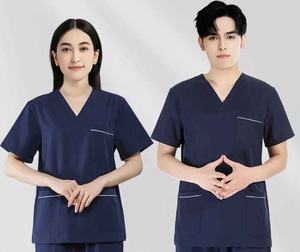 Top exfoliante de secado rápido de estiramiento de gama alta, traje de quirófano de manga corta para veterinario/Hospital, ropa de trabajo, enfermera - Product Image 4