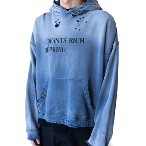 Vêtements personnalisés OEM, sweats à capuche 100% coton, effet délavé, sweats à capuche épais, ensemble jogging, sweats à capuche imprimés en sérigraphie - Product Image 4