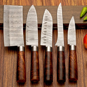 Damascus Steel Chef Knife Set with Leather Cover High Quality <b>Kitchen</b> Knife Collection for Restaurant Home <b>Kitchen</b> and Gift Set - Product Image 4