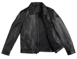 Custom OEM Men's <b>Real</b> Leather Jacket Wholesale Genuine <b>Sheepskin</b> Zipper Bomber Jacket Casual Turn Down Collar Moto <b>Coat</b> - Product Image 5