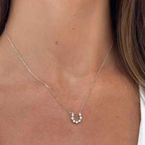 Diamond Horseshoe Pendant Necklaces Pave Set Delicate Minimalist Layering Charm Round Cut Lab Grown Wholesale 14k 18k Solid Gold - Product Image 2