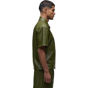 Chemise en cuir à manches courtes de haute qualité, sur mesure, OEM ODM, nouvelles arrivées, pour hommes, chemises en cuir authentiques - Product Image 2