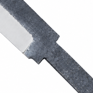 Hoja de cuchillo tipo punta de lanza negra y plateada con borde pulido, acabado forjado en bruto y tallo largo para proyectos de mangos personalizados - Product Image 6