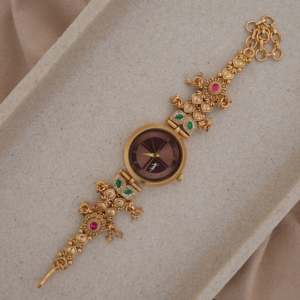 Montre-bracelet artisanale kashmirienne en perles dorées, style ethnique traditionnel indien, haute qualité, forme animale, pour femme - Product Image 3