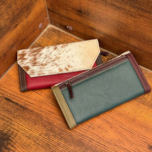 Meilleure vente en gros portefeuilles en cuir de vachette recyclé pour femmes portefeuilles pochette en cuir multicolore de haute qualité au design de luxe - Product Image 5