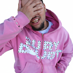 Sudadera con capucha de alta calidad al por mayor, OEM, con logo personalizado impreso y con pedrería, para hombre, de color sólido, con cremallera, en dos colores, cómoda. - Product Image 3