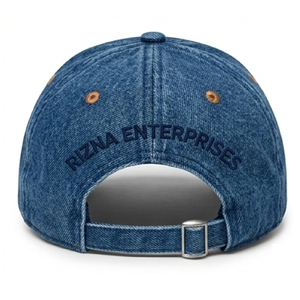 Gorra de Béisbol RIZNA de Mezclilla, 6 Paneles, Ajustable, Unisex, Casual, con Logotipo Bordado en 3D en el Panel Frontal, Azul, de Algodón, con Hebilla Metálica - Product Image 4