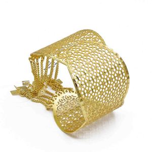 Pulseras de brazalete ajustables de filigrana chapadas en oro de 14K, 18K, 24K para mujer, diseño tradicional Kada, venta al por mayor - Product Image 2