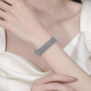 Multi-Row Moissanite Tennis <b>Bracelet</b> S925 Sterling <b>Silver</b> Iced Out Hip Hop <b>Bangle</b> Round Brilliant Cut GRA Certified Jewelry - Product Image 2