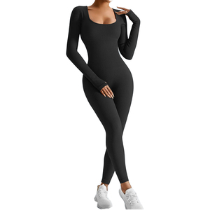 private label stretch performance <b>jumpsuit</b> women bulk order breathable <b>workout</b> <b>jumpsuit</b> women supplier custom branding - Product Image 1