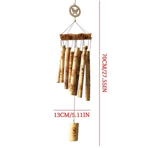 Sustainable Handcrafted Bamboo Wood <b>Wind</b> <b>Chimes</b> Biodegradable Natural Crafts Patio Balcony Hanging Decoration - Macy - Product Image 4