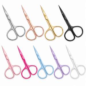 Ciseaux à cuticules droits et affûtés en acier inoxydable, outils de manucure, manche rond, 8 couleurs, coupe-ongles durables, petites cisailles - Product Image 1