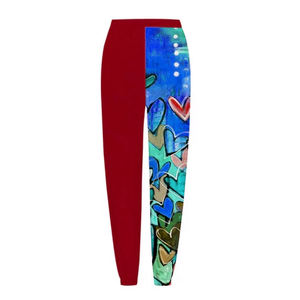 Pantalones Deportivos de Mujer con Estampado de Corazones Coloridos, Cintura con Cordón Ajustable, Pantalones Casuales de Punto con Spandex, Estilo Primavera, Corte Ajustado y Largo Completo - Product Image 4