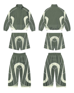 Conjunto Deportivo Sublimado 100% Nailon de Secado Rápido, Chaqueta con Cremallera y Pantalón Corto, Corte Holgado, Estilo Deportivo de Verano para Adultos - Product Image 3