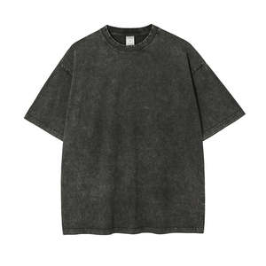 Ensemble T-shirt et short d'été en coton 100% respirant, de haute qualité, 250 GSM, poids lourd, grande taille, uni, délavé à l'acide - Product Image 2