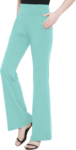 High Waist <b>Flared</b> Leg <b>Yoga</b> Pants Solid Color Spandex Nylon Breathable Elastic Waist With Pockets Full Length Women's Pants - Product Image 5