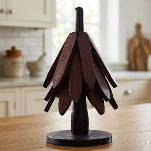 Wooden Shape <b>Trivet</b> Set Star Design Non Slip <b>Kitchen</b> Heat Resistant Mat Modern Style Table Decoration 20cm Diameter Handmade - Product Image 2