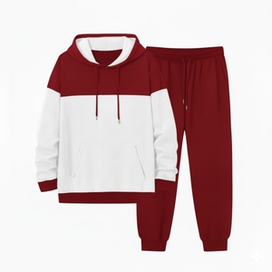 ชุดวอร์มผู้ชายสีพื้น ชุดออกกำลังกายแบบสองชิ้น เสื้อฮู้ดครอป กางเกงจ็อกเกอร์  รับสกรีนโลโก้ - Product Image 5