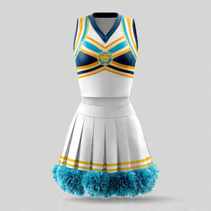 Costume de danse pour filles d'école, robe plissée sans manches à col rond avec impression de lettres, uniforme de pom-pom girl - Product Image 1