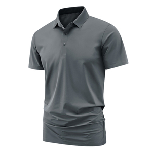 Polo de Manga Corta para Hombre, Color Sólido, Secado Rápido, Tejido de Punto, Corte Regular, Estilo Casual, Gris 2026, Fabricación ODM OEM - Product Image 1