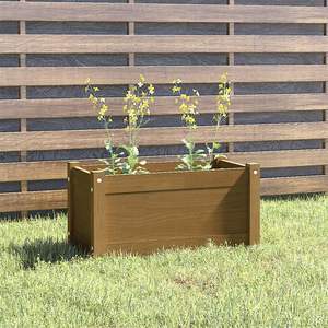 Jardinière en bois de pin massif brun miel durable de 23,6 pouces, pots et jardinières pour fleurs - Product Image 1