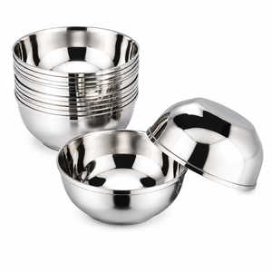 Wholesale Food Grade Stainless Steel Double Walled Insulated Bowl Set High Quality Mirror Polished Metal Serving Bowls For Sale - Product Image 1
