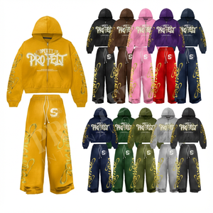 Conjunto Deportivo Unisex para Exteriores, Sudadera con Capucha de Felpa Francesa de 450 GSM con Estampado Personalizado y Pantalones de Estilo Vintage Lavado - Product Image 1