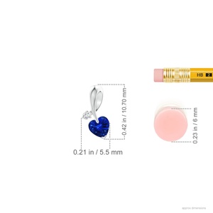 2.63 Gram 14K <b>Gold</b> Heart-Cut Natural 0.2 Ct Blue Sapphire Ribbon Design <b>Pendant</b> With Round Cut 0.01Ct Diamond Handmade Jewelry - Product Image 3