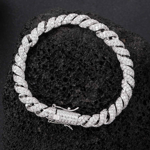Moissanite Diamond Cuban Link <b>Bracelet</b> 925 <b>Silver</b> Iced Out Chain Luxury Hip Hop Jewelry Gift for <b>Men</b> Women - Product Image 1