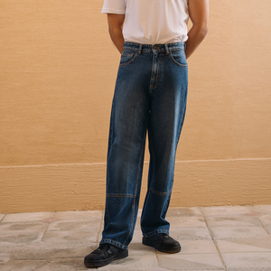 Jeans pour hommes de haute qualité, coupe droite, taille haute, délavage clair, motif uni, style décontracté, fabriqués en tissu denim de haute qualité - Product Image 5