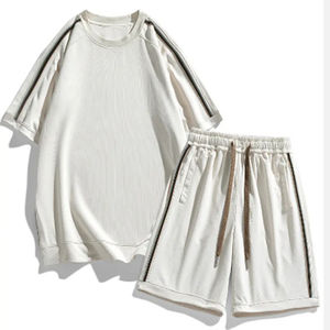 Conjunto de Verano de Dos Piezas para Hombre de Alta Calidad, 100% Algodón, Conjunto Holgado de Camiseta y Pantalones Cortos para Hombre - Product Image 3