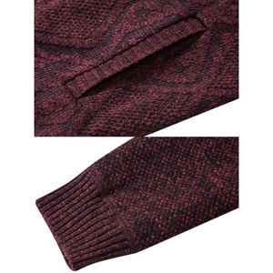 Pull tricoté décontracté pour homme, beige, à col montant, entièrement zippé, chaud, à manches longues, avec texture, style cardigan - Product Image 6