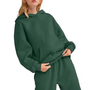 <b>Women's</b> Solid Color Hooded Anti-Pilling 100% Cotton <b>Fleece</b> Streetwear Long Sleeve Oversized Sweatshirt Pockets Autumn/Winter - Product Image 6