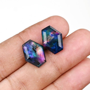 <b>Abalone</b> <b>Shell</b> Quartz Hexagon Step Cut High Polish 10x16mm Loose Cabochon Flatback Gemstone Jewelry Making Charm Pendant Necklace - Product Image 5