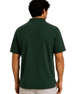 Camisa Polo Personalizada para Hombre en Verde Oscuro, Manga Corta, Tela Piqué de Algodón, Diseño Liso Informal, Cuello Clásico, Verano - Product Image 2