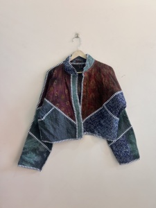 Indian Handmade <b>Kantha</b> Quilted Cotton <b>Jacket</b> For Women Patchwork Boho <b>Jacket</b> - Product Image 2