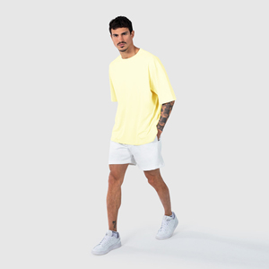 T-shirt décontracté surdimensionné pour homme, personnalisé, de haute qualité, respirant, vierge, grande taille, imprimé sérigraphié, été, éco-responsable, devant uni - Product Image 6