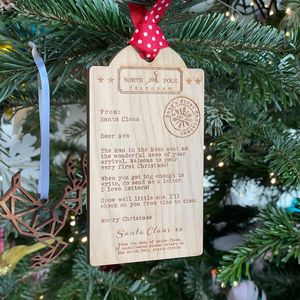 Ornement de Noël en bois gravé, lettre du Père Noël, télégramme du Pôle Nord, rectangulaire, à suspendre au mur, décoration de fêtes, style traditionnel - Product Image 6