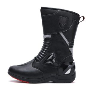 Bottes de moto en cuir blindé, bottes de motard avec fermeture éclair latérale, semelle antidérapante, bottes de tourisme pour homme et femme - Product Image 2