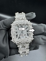 Montre ZAWO HOUSE au design unique, unisexe, de luxe, vintage, hip-hop, analogique, avec diamants Moissanite VVS1, en acier inoxydable, verre 20 mm, vente en gros