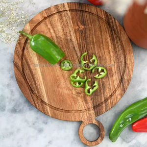 Tabla de cortar de madera de Acacia hecha a mano con decoración de afinidad, tabla de servir Natural, pulida, ecológica, regalos de negocios de buena calidad - Product Image 5