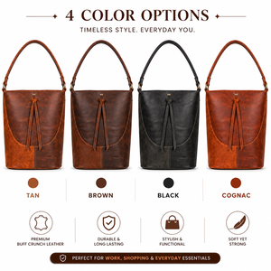 Sac fourre-tout en cuir fait main pour femme, sac à bandoulière vintage, grande capacité, sac à main décontracté pour le shopping et les voyages - Product Image 5