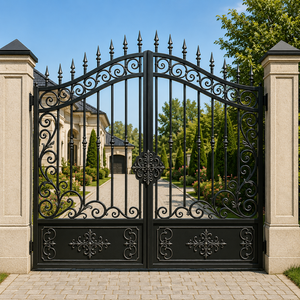 Custom Iron Courtyard Gate for Luxury Villas, Decorative Wrought Iron Entry Gate with Heavy Duty Steel and Powder Coated Finish - Product Image 4