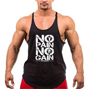 Camisetas sin mangas deportivas para hombre con logo 'No Pain No Gain', de estilo holgado, de secado rápido, para entrenamiento y gimnasio, ideales para dropshipping. - Product Image 1