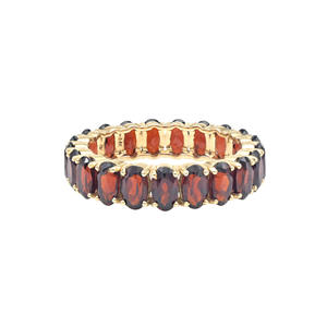 Productos más vendidos: Anillo de eternidad con gema de granate natural de corte ovalado de 5x3 mm y anillo de promesa de oro amarillo fino de 14k para el Día de la Mujer - Product Image 2