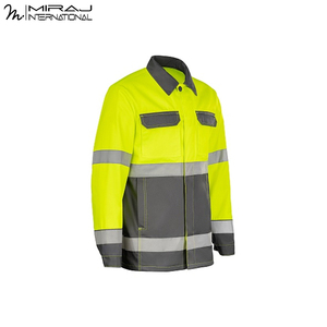 Traje de Trabajo de Seguridad de Alta Visibilidad en Amarillo y Gris con Logotipo Personalizado, Traje de Dos Piezas para Construcción e Ingeniería, Uniforme de Alta Visibilidad - Product Image 3