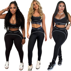 Conjunto de Yoga de 2 Piezas para Mujer, Leggings Sólidos, Transpirables, de Secado Rápido, con Efecto Push-Up, Venta al Por Mayor - Product Image 2